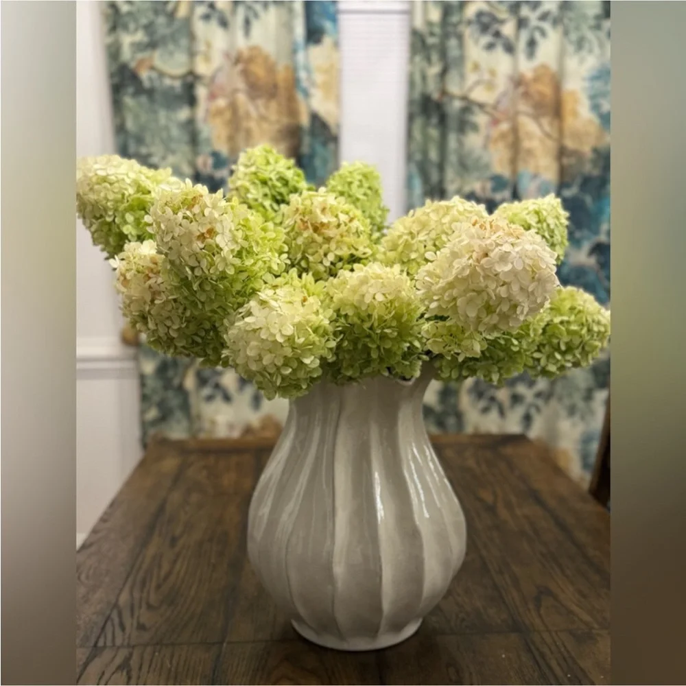 16” Pleated Ceramic Rustic Vase Sour Cream - Hearth & Hand™ with Magnolia